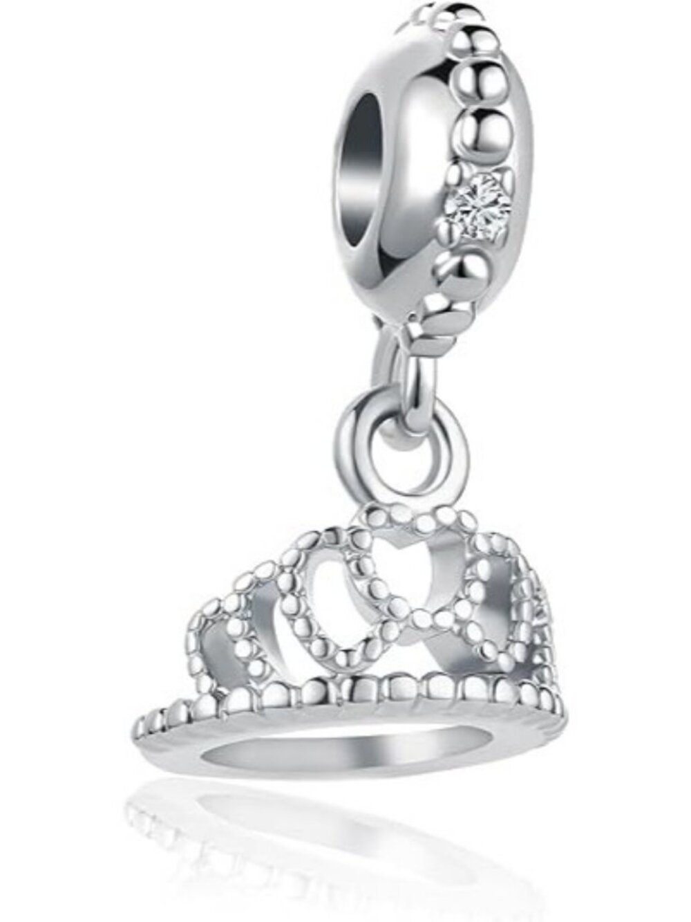 April Birthstone Princess Queen Crown Charm For Pandora Bracelets Jewelry